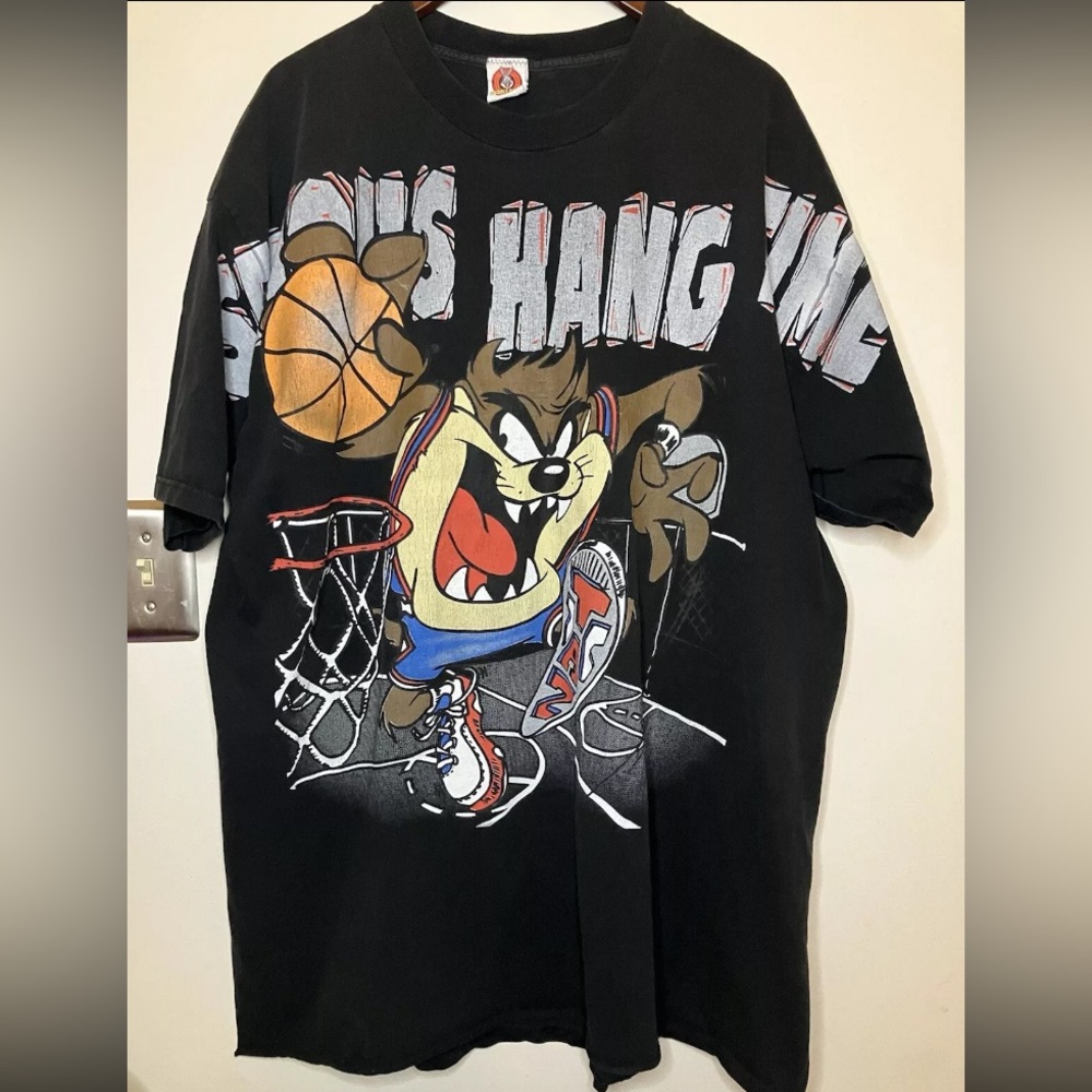Looney Tunes Taz Serious Hangtime T-shirt Mens Black Size 3XL Cotton Made In USA